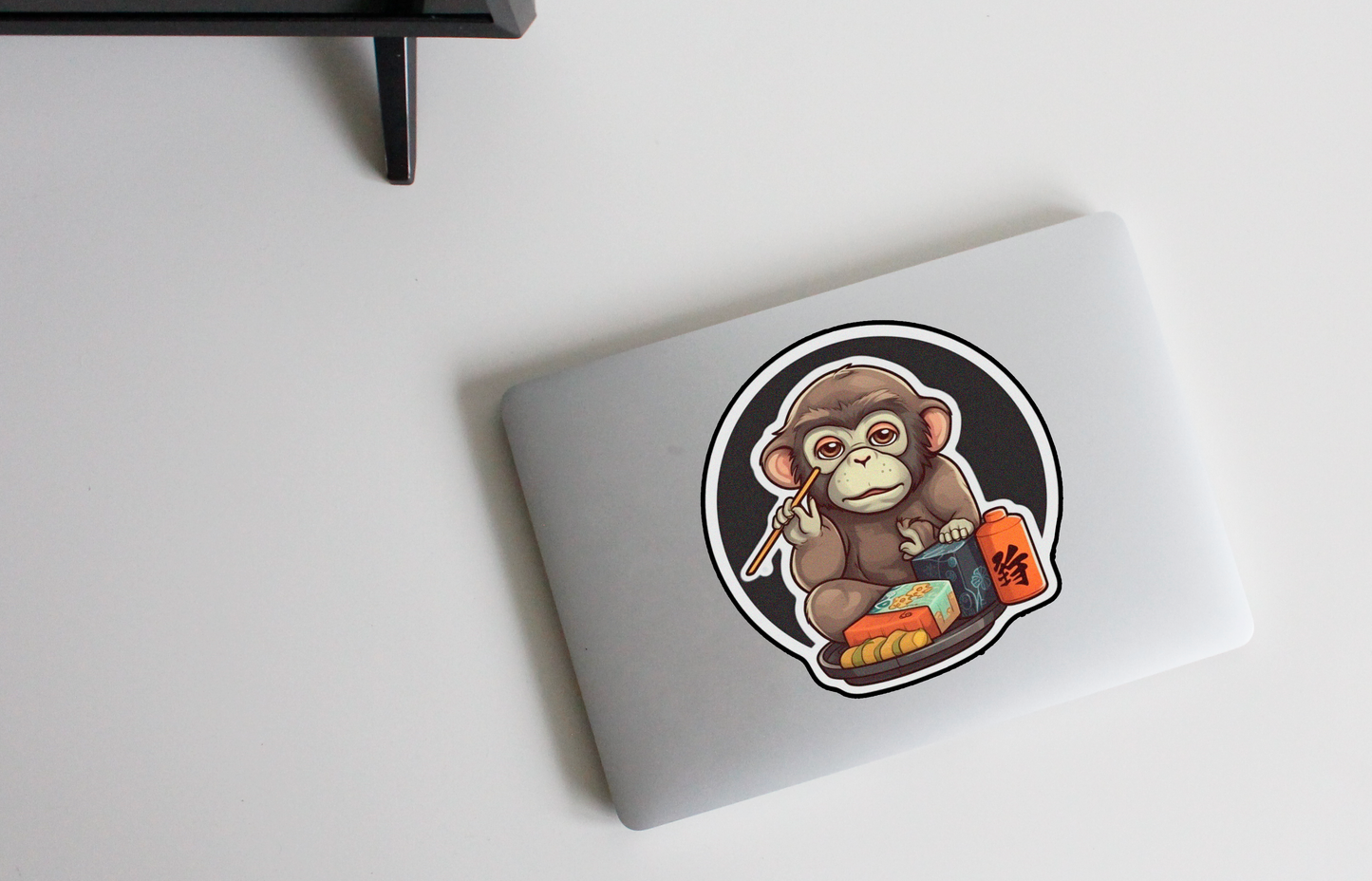 Ervaar de Smaakvolle Traditie met onze 'Sushi Master Monkey' Sticker | Een Aap op een Culinair Avontuur!