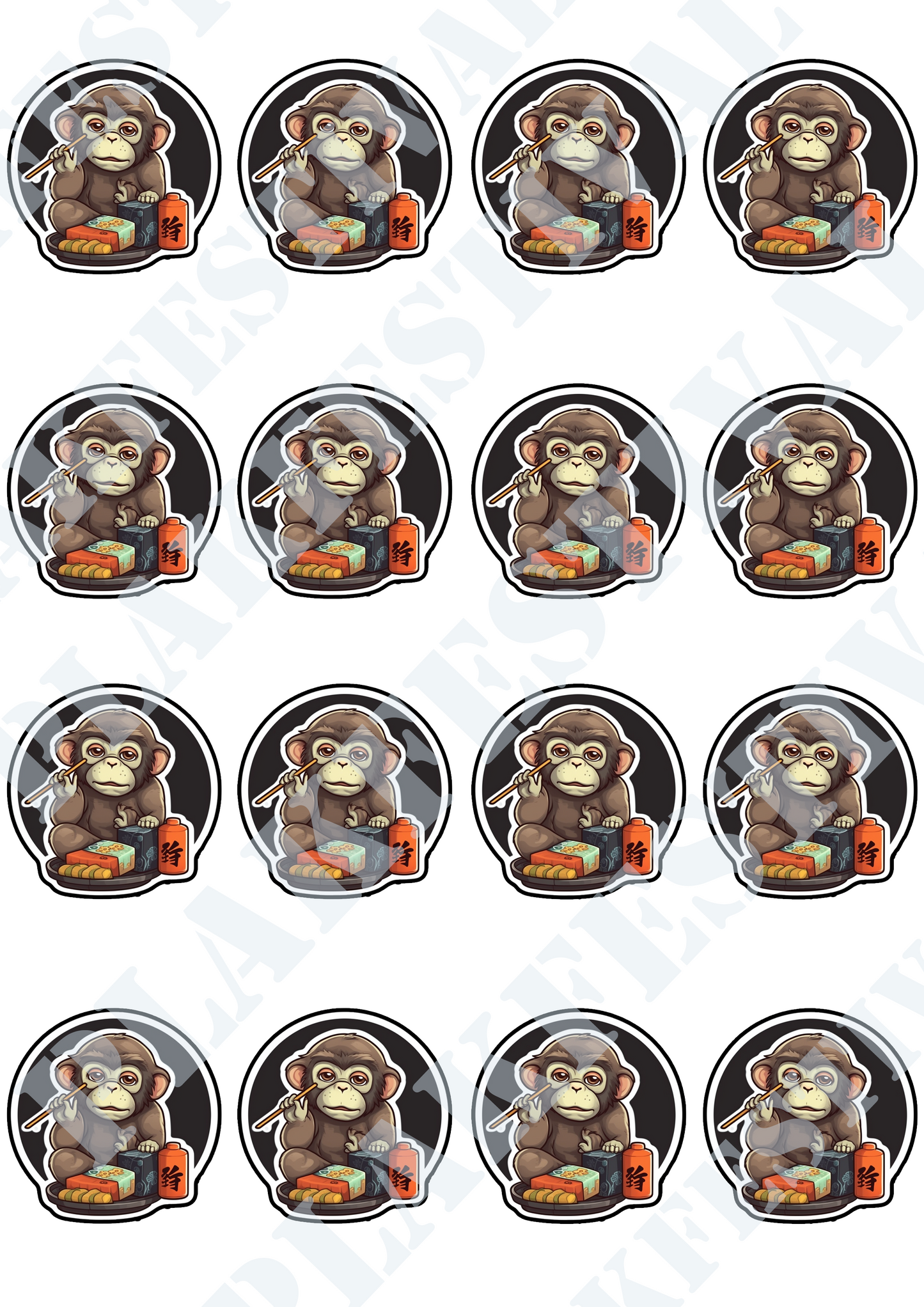 Experience the Tasteful Tradition with our 'Sushi Master Monkey' Sticker | A Monkey on a Culinary Adventure!