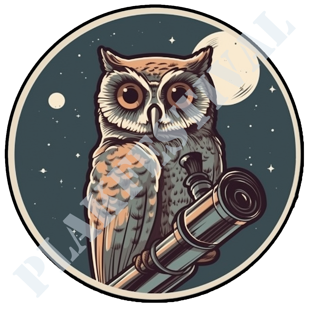 Explore the Starry Sky with our 'Nocturnal Observer' Sticker | An Owl of the Night!