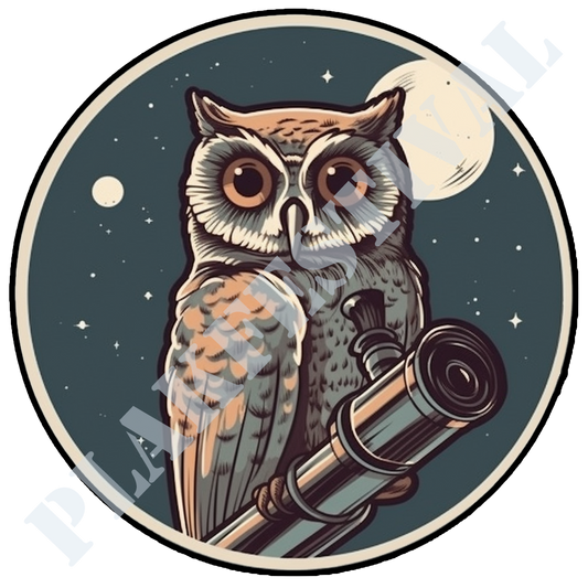 Explore the Starry Sky with our 'Nocturnal Observer' Sticker | An Owl of the Night!