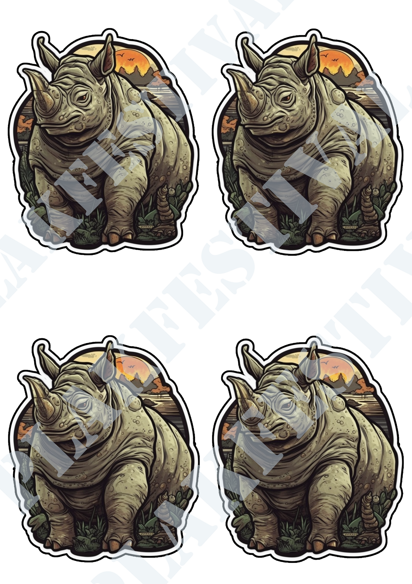 Discover the Wild Beauty with our 'Savanna Rhino' Sticker | A Majestic Rhino in its Natural Environment!