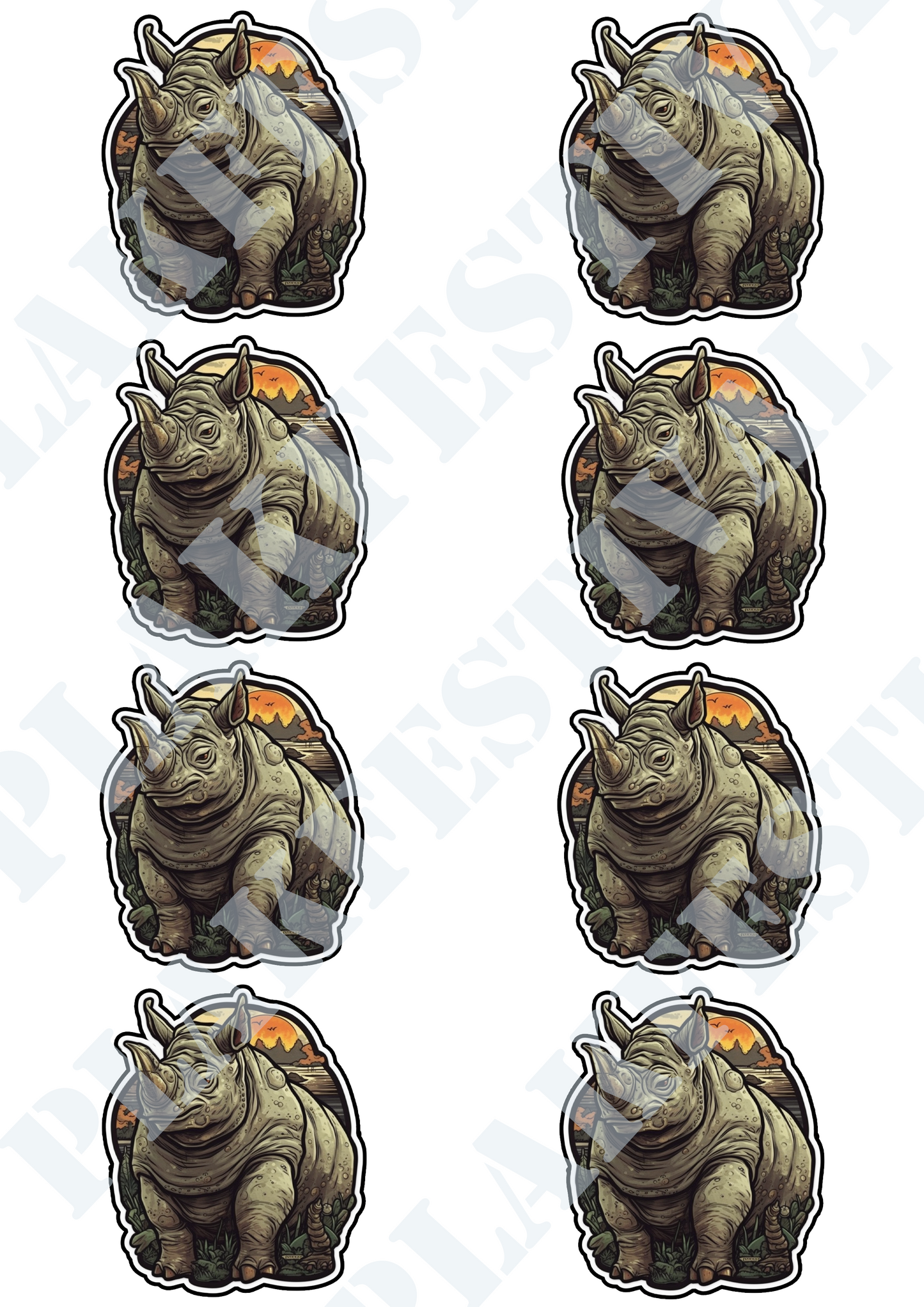 Discover the Wild Beauty with our 'Savanna Rhino' Sticker | A Majestic Rhino in its Natural Environment!