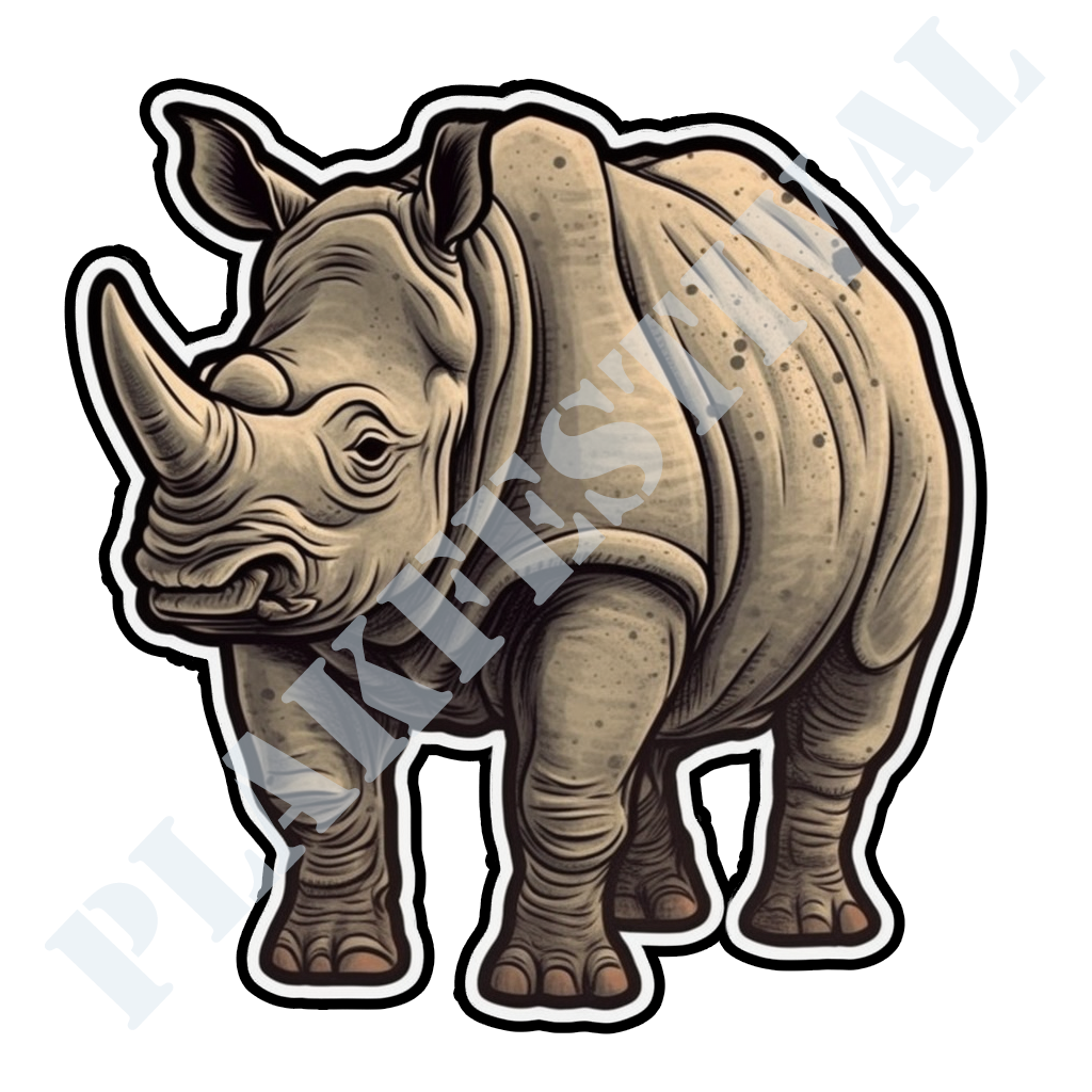 Ervaar de Majestueuze Kracht met onze 'Mighty Rhino' Sticker | Een Ode aan de Grote Neushoorn!