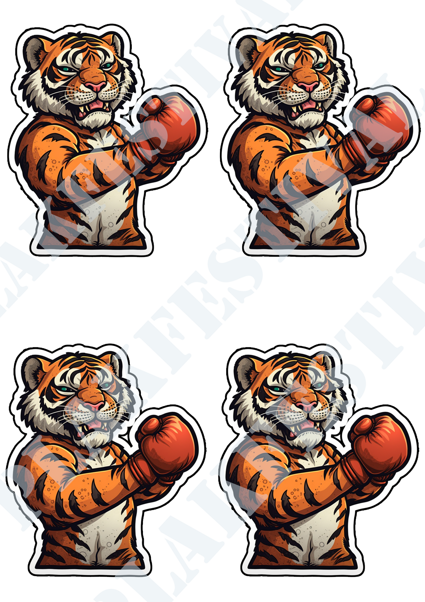 Enter the Ring of Courage with our 'Tiger Glove Warrior' Sticker | A Tiger Ready for Battle!