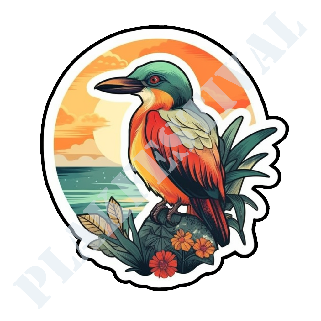 Experience the Beauty of the Coast with our 'Coastal Serenity' Sticker | A Bird in Perfect Harmony with the Ocean!