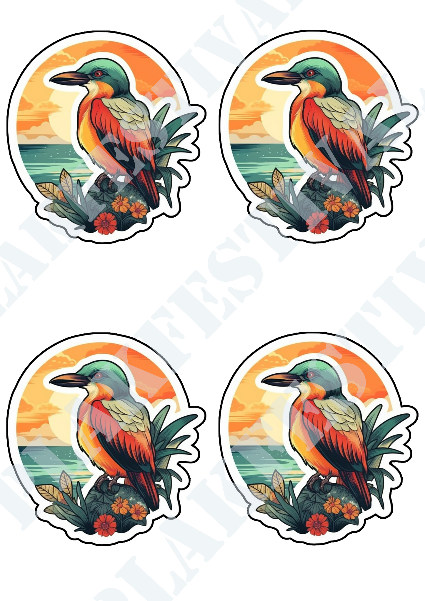 Experience the Beauty of the Coast with our 'Coastal Serenity' Sticker | A Bird in Perfect Harmony with the Ocean!