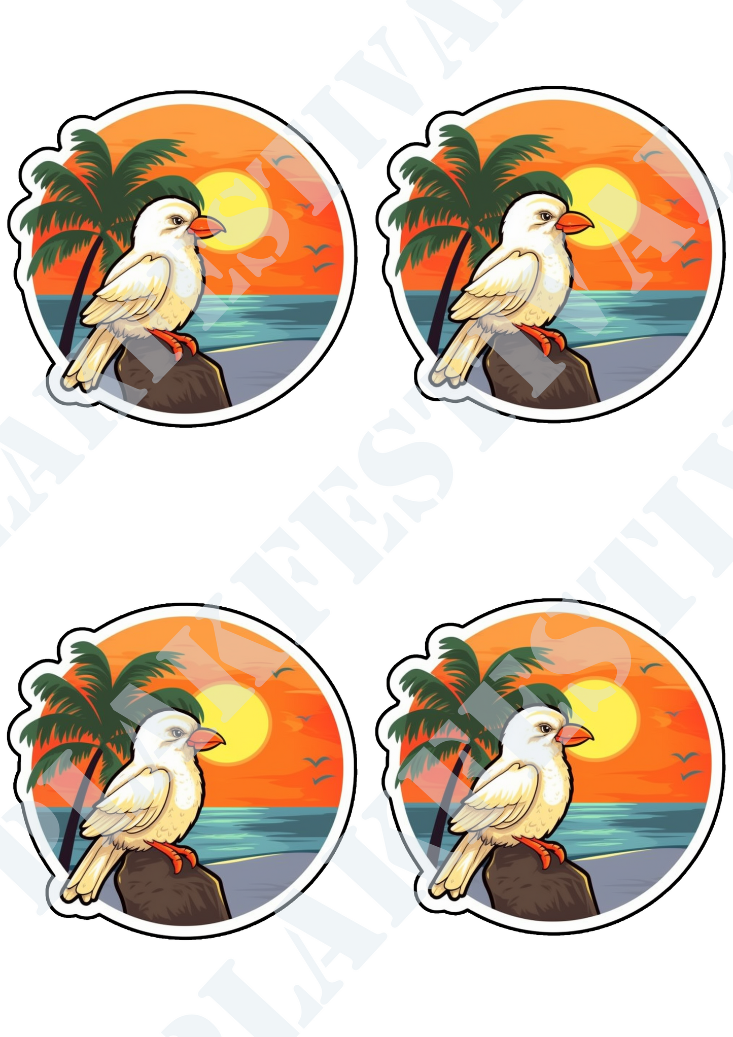 Verweef je Wereld met onze 'Sunset Seabreeze' Sticker | Een Delicate Vogel in de Betoverende Oceaanschemering!