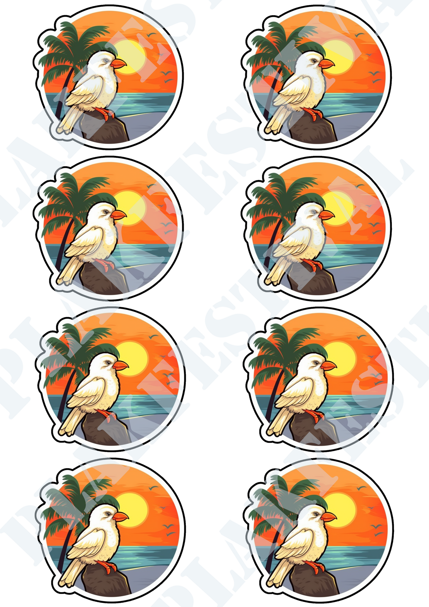 Verweef je Wereld met onze 'Sunset Seabreeze' Sticker | Een Delicate Vogel in de Betoverende Oceaanschemering!