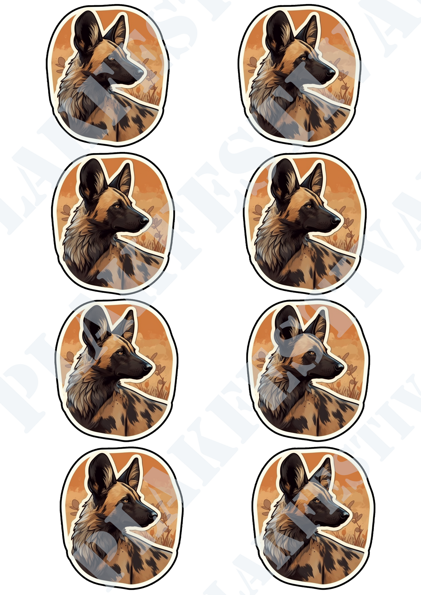 Verrijk je avontuurlijke geest met onze 'Savannah Wanderer' sticker | Omarm de wilde schoonheid van een wilde hond in de uitgestrekte savanne!